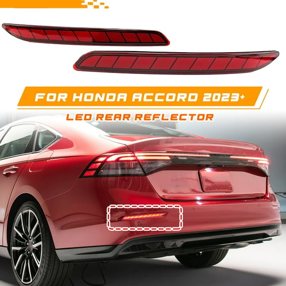 LED Rear Bumper Reflector Fog Light w/ Turn Signal Light for Honda Accord 11TH GEN 2023 , GT-Style 4 in 1 Functions