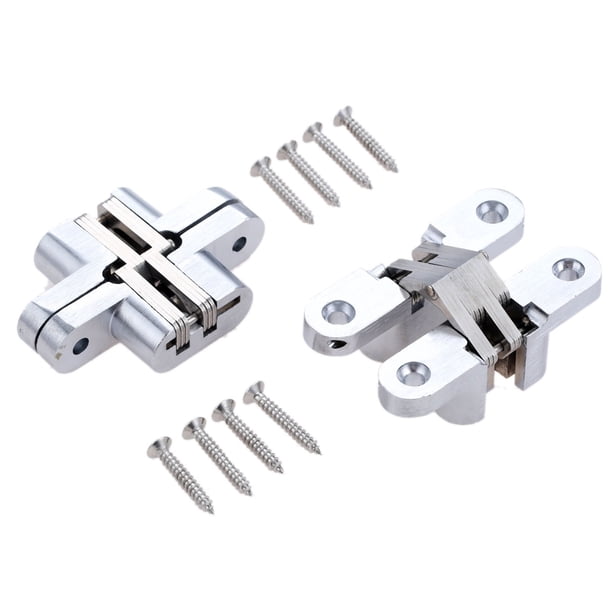 2pcs 304 bisagras ocultas de acero inoxidable invisible de la puerta plegable oculta for el hardware de muebles de la cocina con tornillos