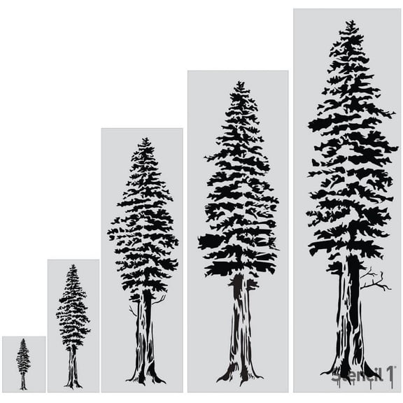 Stencil1 Redwood Tree Stencil Winter Holidays & Christmas 60 Inch Art Stencils