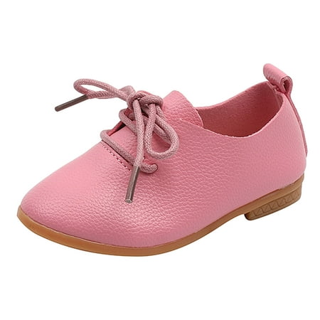 

QIANGONG Toddler Shoes Summer Cute Girls Casual Shoes Solid Color Round Toe Lace Up Dress Shoes (Color: Pink Size: 29 )
