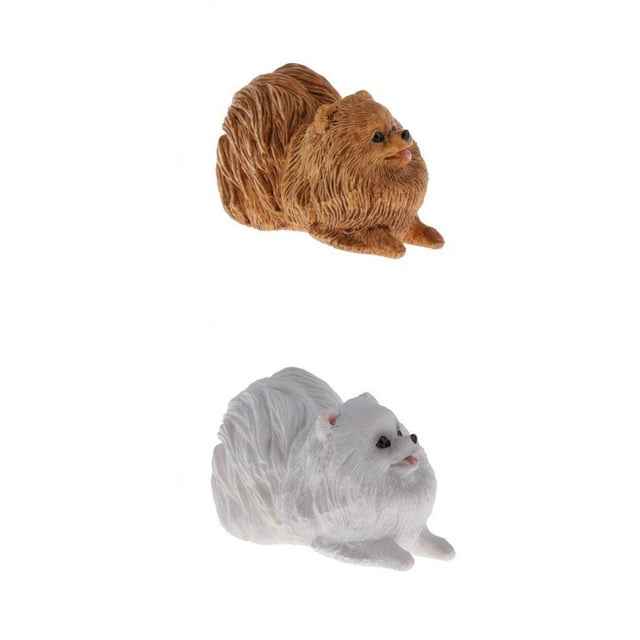 Figuras de Animales Realistas Sunnimix Juguetes de Educación Temprana Pomeranian 2 Piezas