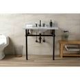 thumbnail image 4 of Kingston Brass KVBH3622M8SQ5 Templeton 36-Inch Carrara Marble Console Sink with Brass Legs (8-Inch, 3-Hole) in Carrara Marble White/Oil Rubbed Bronze, 4 of 9