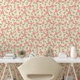 thumbnail image 2 of Ambesonne Autumn Floral Peel & Stick Wallpaper for Home, Retro Romantic Rose, 13"x72", Cream Pale Pink Sepia, 2 of 5