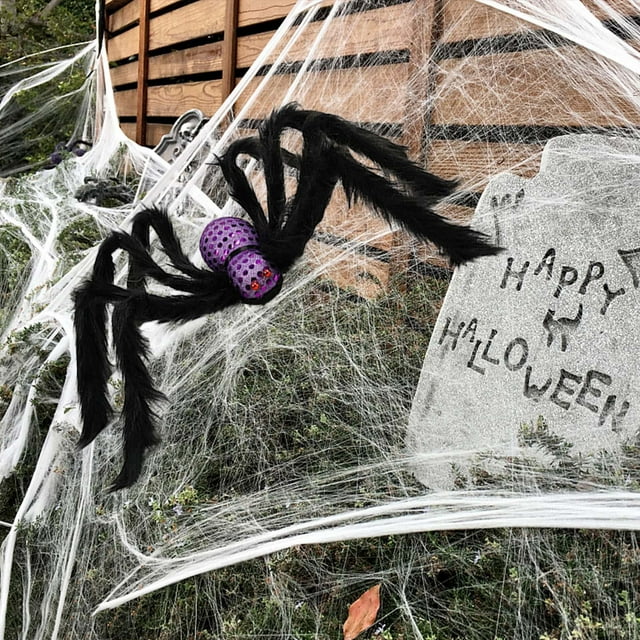DPTALR Halloween Simulation Skull Big Spider 75cm Plush Spider Ornament