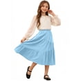 thumbnail image 4 of POIUYTR Girls Summer Midi Skirts Casual Elastic Waist Solid Color Smock Skirt Kids Vacation Flowy Skirts, 4 of 6