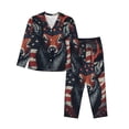thumbnail image 1 of Fotbe Modern USA Deer Head Conjunto de Pijama de Manga Larga para Mujer con Estampado, Ropa de Dormir de 2 Piezas, Conjunto de Casa Suave y Cómodo con Bolsillos-Small, 1 of 7