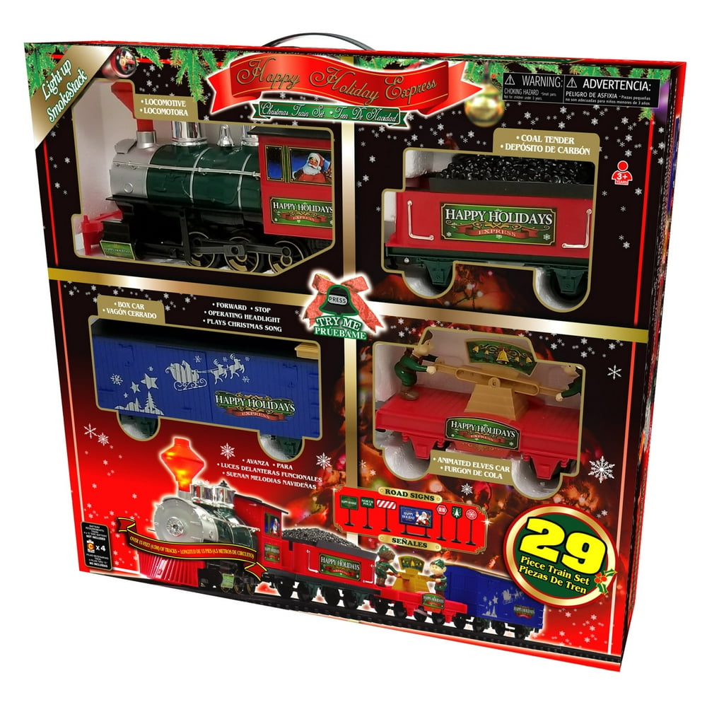 Happy Holiday Express Christmas Train Set, 29 Pieces