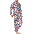 thumbnail image 2 of Naloa Watercolor Owl Men’s Pajamas Set - Long Sleeve Button Down Sleep Shirt and Pajama Bottoms Sleepwear Set-Medium, 2 of 7