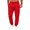 thumbnail image 2 of WULMLEO Men's Tapered Jogger Sweatpants Drawstring Waist with Pockets Cotton Athletic Lounge Pants Red L, 2 of 9