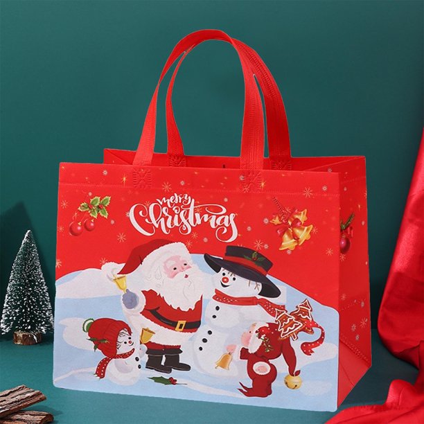 Baúles de almacenamiento, bolsas navideñas con asas, bolsas reutilizables para comestibles, multiusos, no tejidas, grandes, para regalo, para fiestas navideñas.