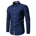 thumbnail image 1 of Blusa y camisa de manga larga con cuello vuelto para hombre, informal, con botones y retazos, de poliéster., 1 of 8