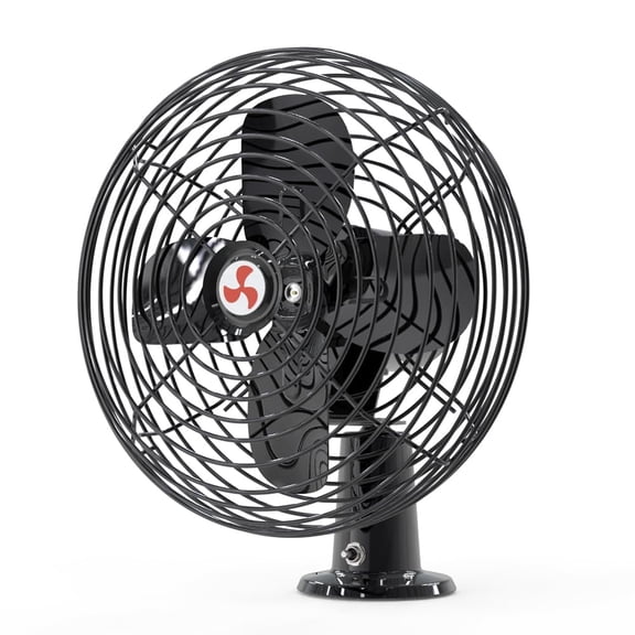 All-Metal Black 8" 12V Truck Fan with 2 Speed, Cigarette Lighter Plug Fan,Used for Truck Ca(Cord Length 6FT)