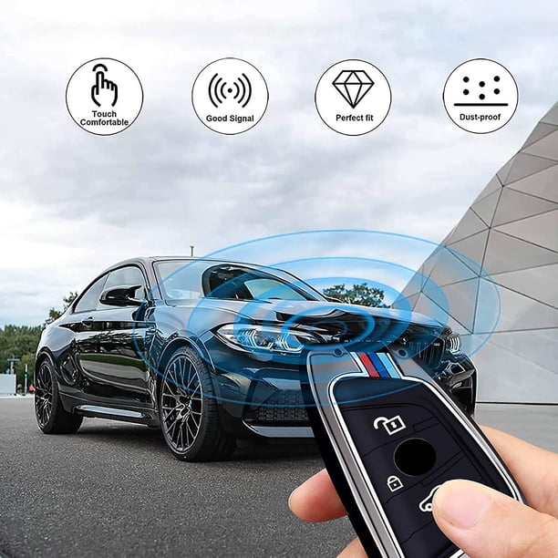 OTMIK Funda Para Llave De Coche De Aleación De Zinc Y Fibra De Carbono – Compatible Con BMW F20, F30, G20, X3, Series 1, 3, 5, Etc. | Con Efecto Fluorescente, Protección Antiarañazos