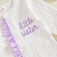 thumbnail image 6 of Cjfdfy Newborn Baby Girl Fall Outfit Little Sister Dot Print Ruffled Long Sleeve Button Footed Romper And Bow Headband Infant Coming Home Outfit Baby Cute Fall Winter Outfits, 6 of 9
