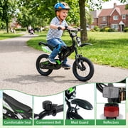 Costway 12 Kids Bike Motocross Style with Removable Training Wheels Dual Brake System for Ages 3-4 Years Black