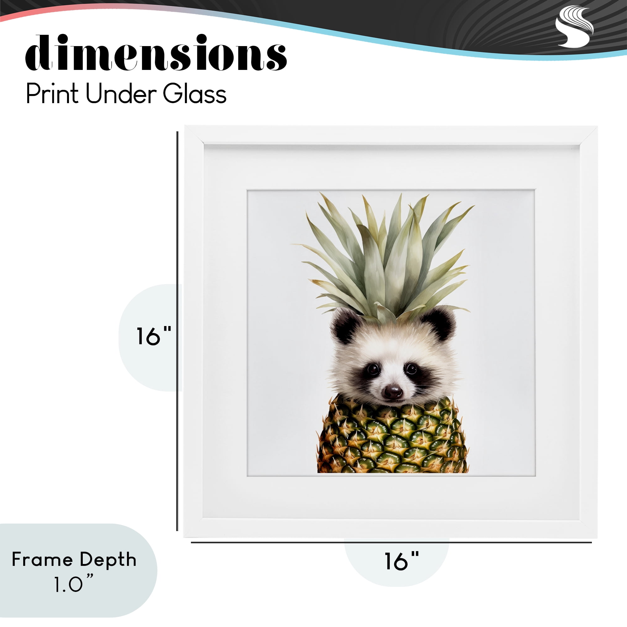 Stupell Industries Pineapple Panda Cub White Framed Print Under Glass, design by Lazar Studio