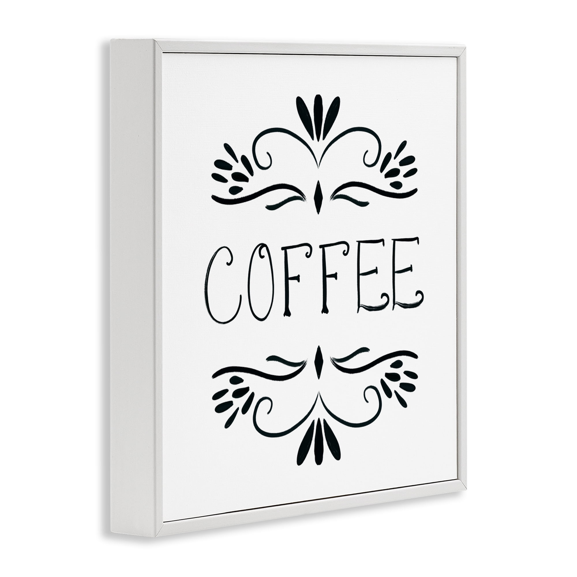 Stupell Industries Coffee with Floral Emblems White Framed Giclee Art, design by Lucille Price