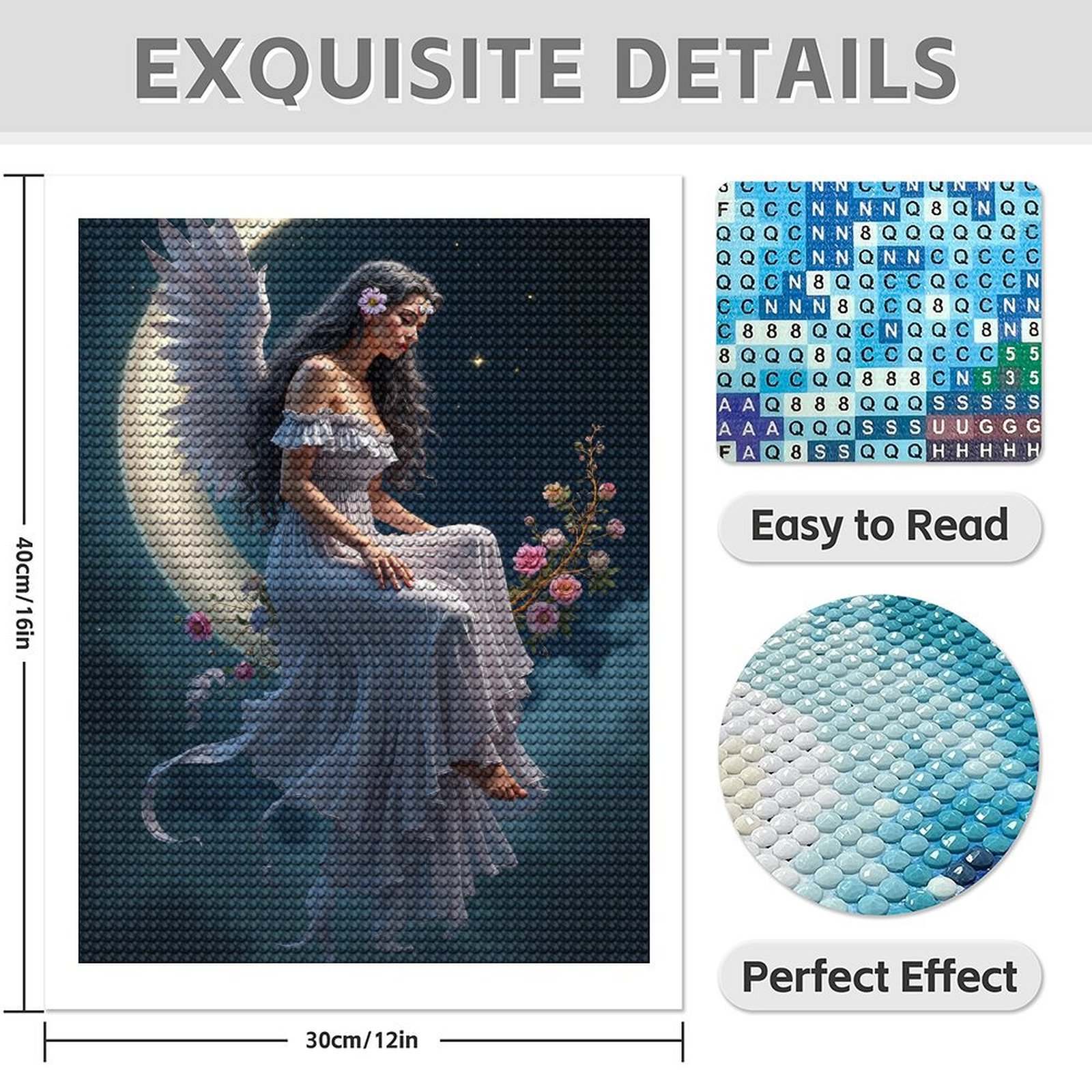 Diamond Art Kit for Adults, Classy Angel Print No.68 Diamond Painting for Adults Beginners, 5D DIY Diamond Art Painting Kits, Colorful Diamond Painting Craft for Home Decor 12x16
