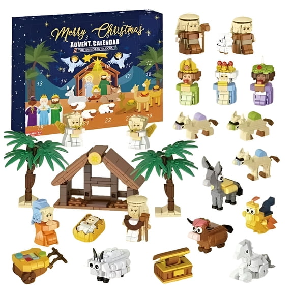 BESTSKY Christmas Advent Calendar 2025 Kids-Scene Set Building Block Kit Countdown Calendar Christmas Stocking Stuffers Gifts Toddler Advent Calendar Toys for Boys Girls