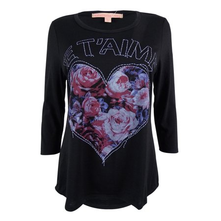 Center Cut Out Heart - Rebellious One Juniors' Heart Print Cut Out Back Top