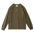 thumbnail image 1 of VBARHMQRT Tee Shirts Mens Men's Washed Cotton Simple Solid Color Casual Button up Long Sleeve T Shirt Ag, 1 of 4