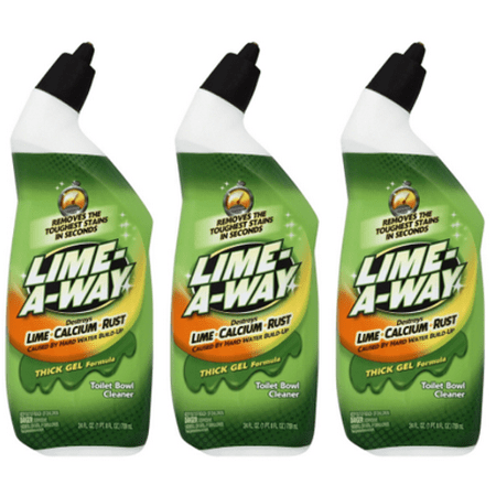 (3 Pack) Lime-A-Way Liquid Toilet Bowl Cleaner, 24oz Bottle, Removes Lime Calcium (Best Product To Remove Rust From Concrete)