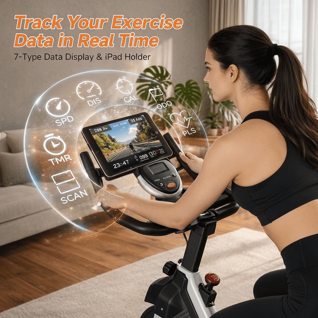 USLIM Home Magnetic Stationary Bike, Quiet Exercise Bike with Silent Belt-Drive System, Brake Pad, Comfort Seat, 330 lb Capacity, Gray