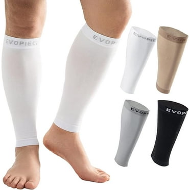 Calf Compression Sleeve 20-30mmHg 1 Pair for Men and Women Wide Brace for Leg Support Shin Splint Pain Relief WHITE X-LARGE