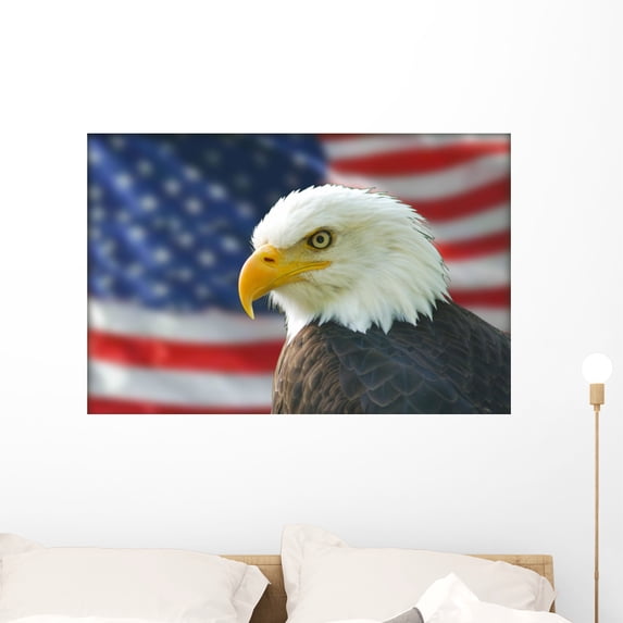 Americana Murals Bald Eagle Wall Mural by Wallmonkeys Peel and Stick Graphic (36 in W x 24 in H) WM73228