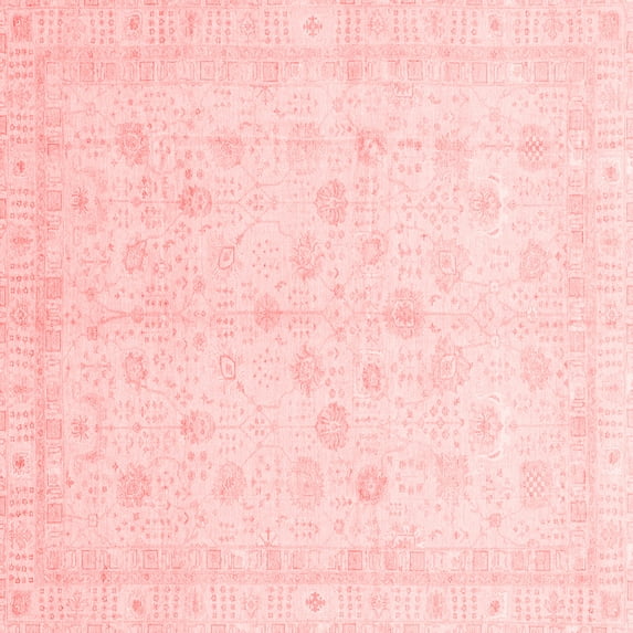 Ahgly Company Machine Washable Indoor Square Oriental Red Traditional Area Rugs, 4' Square