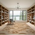 thumbnail image 2 of ODIKA 9'x12' Tan Brown Retro Modern Geometric Wave Washable Area Rug Vintage Inspired Abstract Circles Floral Motifs Non-Slip, Chair-Friendly for Dining Room, Basement, Large Office, 2 of 7