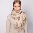 thumbnail image 3 of RIIQIICHY Beige Pashmina Winter Scarf for Women Shawl Wrap for Dresses Wedding Shawl for Bridesmaids, 3 of 7