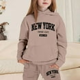 thumbnail image 2 of SUXIAN Girls Outfits Hoodies Letter Print Sweatshirt Stylish and Comfortable Everyday Wear Comfortable Clothing Set Khaki 110, 2 of 4