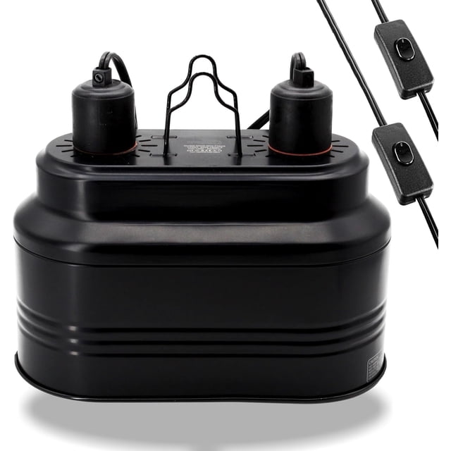 Lámpara doble para reptil con interruptores independientes, UVB y soporte foco hábitat de terrario vidrio, lámpara calor dragones barbudos, tortugas, serpientes Reptile Dual Light Fixture