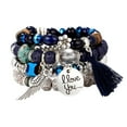 thumbnail image 1 of 4 Sets Bohemian Stretch Beaded Bracelets For Women Multilayer Stackable Bracelets Strand Bangles Bracelet And Necklace Set for Women Rose Statement Necklace Bride Jewelry Set Bridal Rings for Women, 1 of 1