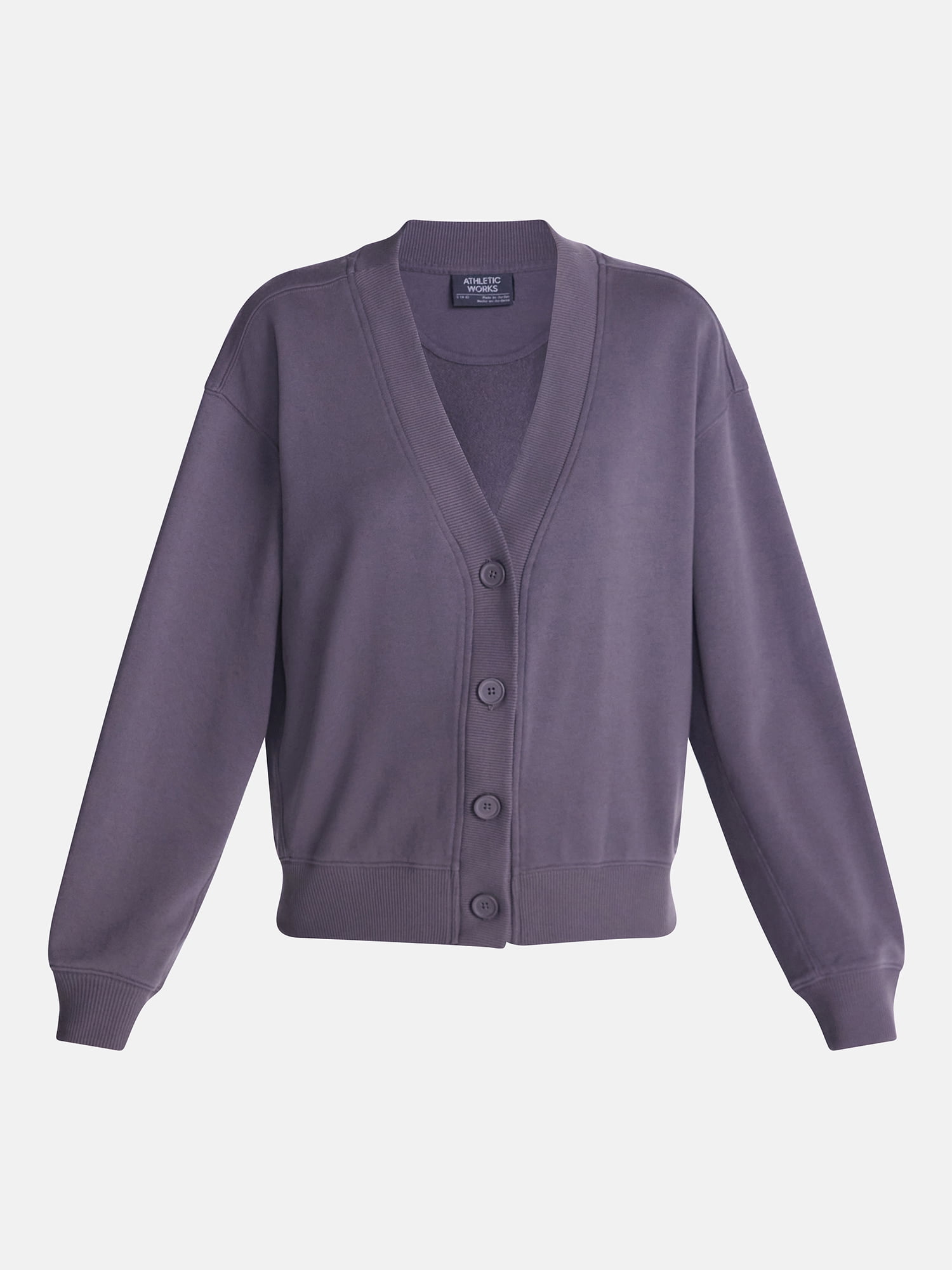 Athletic Works Women's and Women's French Terry Cardigan with Long Sleeves, Sizes XS-4X