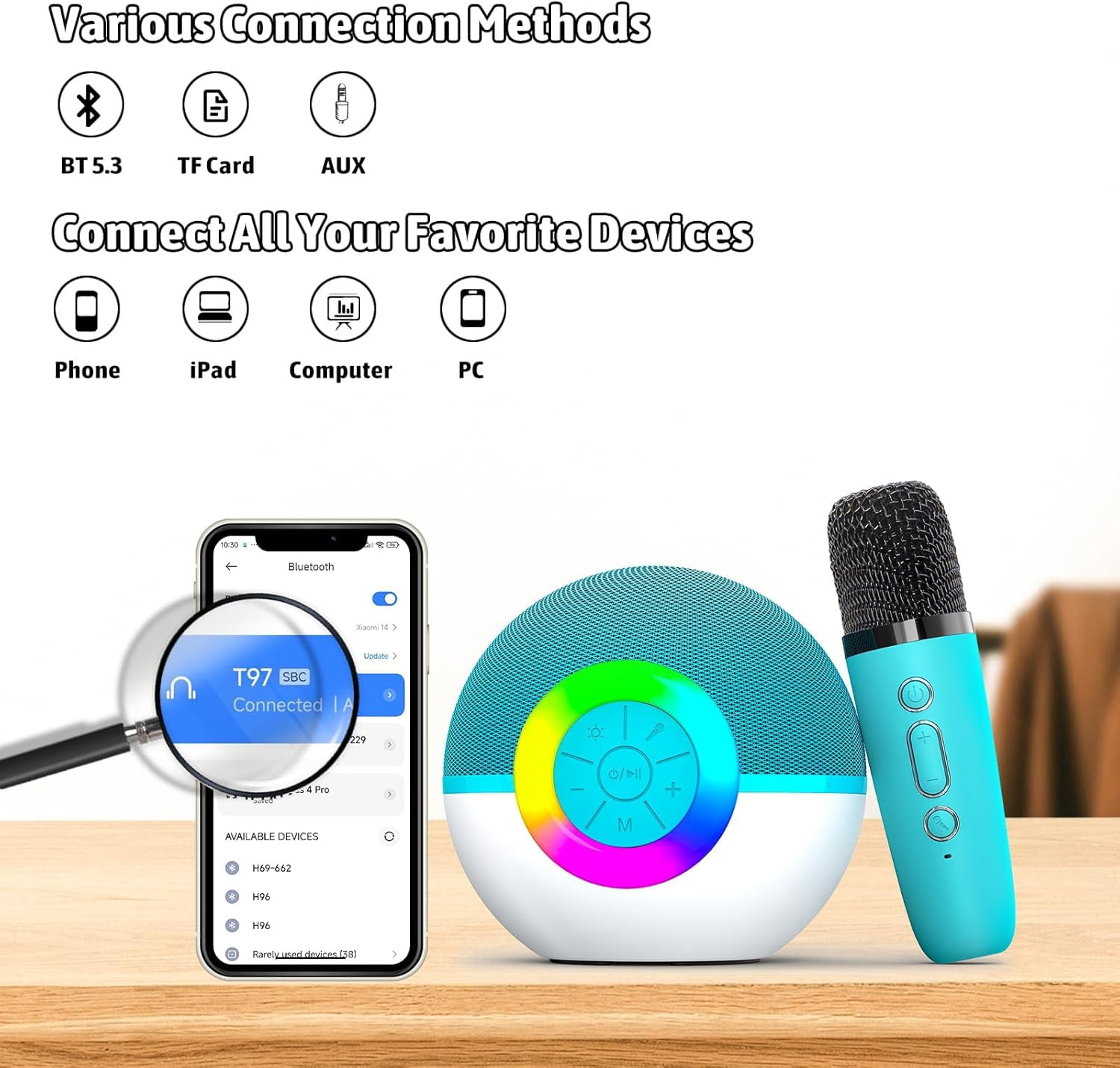 EASY Karaoke Microphone Machine Toys for Kids Adults, Mini Portable Bluetooth Speaker with 2 Wireless Mics, Christmas Birthday Gifts for Boys Girls Ages 3 4 5 6 7 8 9 10 11 12+Year Old Purple