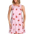 thumbnail image 1 of Balery Strawberry Floral Vestidos de verano para mujer con estampado: vestido holgado sin mangas, vestido playero informal y cómodo para días calurosos., 1 of 7
