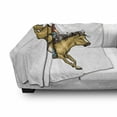 thumbnail image 2 of Western Horse Soft Flannel Fleece Throw Blanket, Wild West Illustration of a Rodeo Cowboy Riding a Bucking Bronco Saddle, Cozy Plush for Indoor and Outdoor Use, 50" x 60", Multicolor, by Ambesonne, 2 of 5