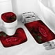 thumbnail image 3 of Juego de cortinas de ducha para baño con rosas rojas, tapetes, tapa de inodoro, tapete de baño, cortinas de ducha con flores románticas para baño, juego de cortinas de ducha de tela suave e, 3 of 6