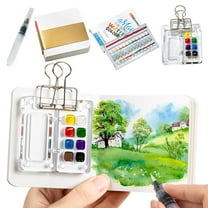 WYBXZ Mini Portable Watercolor Palettes Set, Portable Travel Paint Tray with Pigment and Clip, Sketching and Traveling Painting Notebook, Easy To Carry Hand In Hand