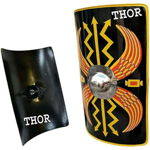 THORINSTRUMENTS (with device) Armour Medieval Roman Sputum Shield Fully Functional Black For Battle 36" Rustic Vintage Home Decor Gifts