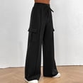 thumbnail image 3 of Qeaghou Cargo Sweatpants for Women Wide Leg High Waist Joggers Pants Drawstring Solid Colors Lounge Yoga Pants with Pockets Sweat Pants for Womens, 3 of 6