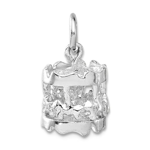 925 Sterling Silver Polished Moveable Carousel Charm 18.5x10.5mm Wide Pendant Necklace for Women