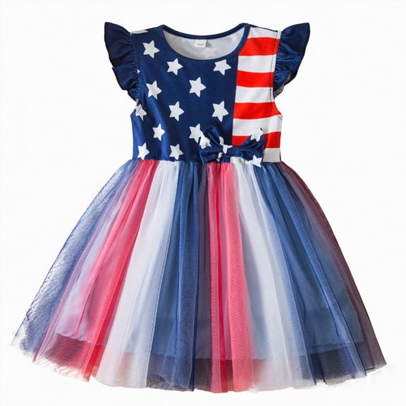 NOLDARES Girls Sleeveless Dresses Contrast Mesh Long Sleeve Mock Neck Formal Party Short Tulle Dress(Dark Blue,4-5 Years)