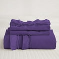 thumbnail image 3 of DNG Creations 3 Piece Double Ruffle Duvet Cover With Zipper Closure ( Solid Purple ) All-Season 100% Egyptian Cotton, 800 Thread Count ( Oversized King - Size ), 3 of 6