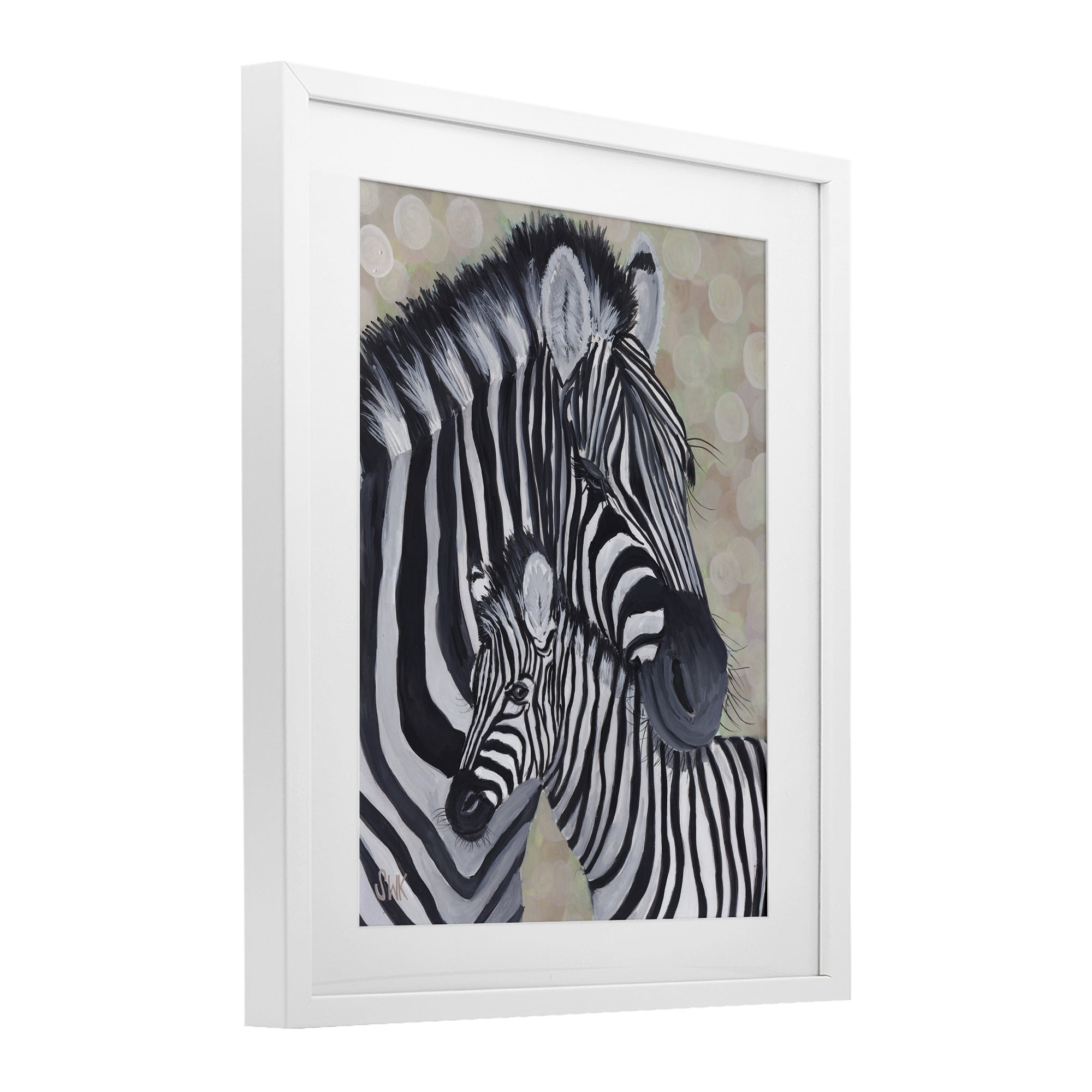 Stupell Industries Mama Zebra & Her Foal White Framed Print Under Glass, design by Sarah Waldron Kimball