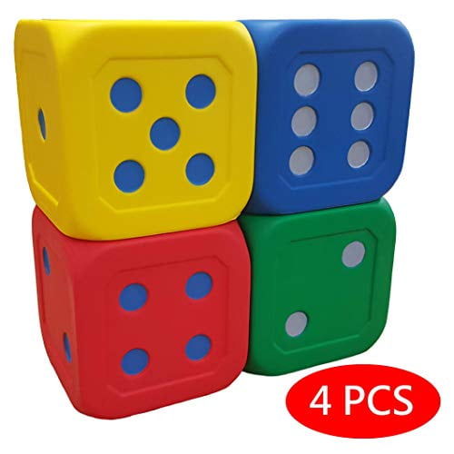 Macro Giant 6 Inch Soft Foam Jumbo Big Playing Dice Set of 4 Red + Blue