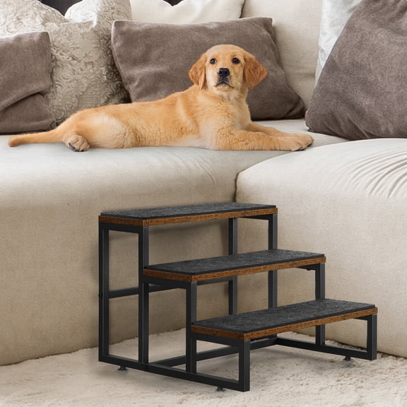 Pet Stairs for Small Dogs, 3-Step Dog Stairs for Couch & High Bed with Non-Slip Surface, Supports up to 100 lbs