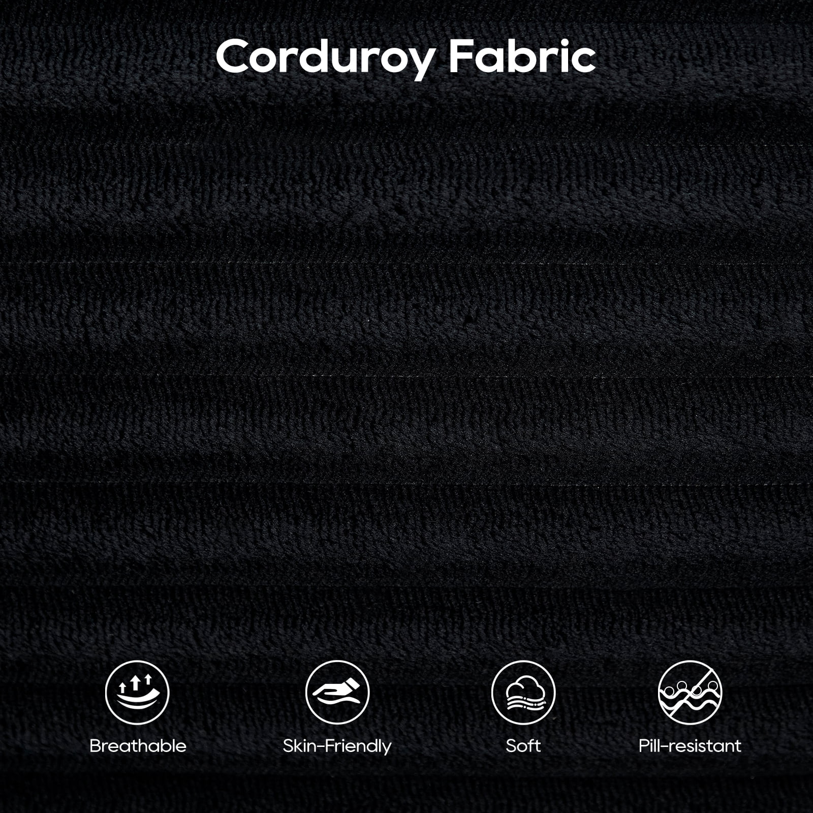 GNIXUU 70.8" Loveseat Sofa Bed Boneless Couch ,Corduroy Cloud 2 in 1 Convertible Sleeper Sofas with Fixed-Shape Frame, Comfy Deep Seat Folding Couches for Living Room, Apartment,Office,Black